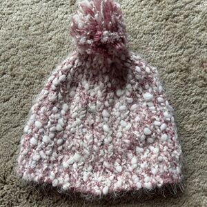 Pink and White Pom Pom Beanie